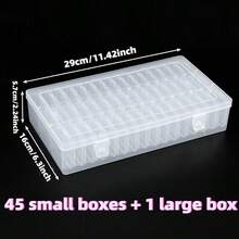 46pcs (45 Small Boxes + 1 Large Box) Craft Storage Boxes And Organizer, Transparent Plastic Storage Boxes - Suitable For Beads, Jewelry And Handicrafts, Durable Organizing Solution, Perfect Small Gift, Jewelry Box - 45 Small Boxes + 1 Large Box - View 2
