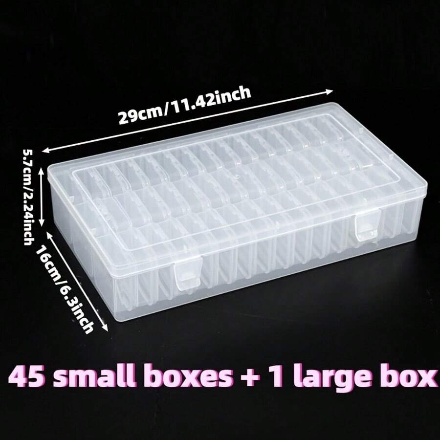46pcs (45 Small Boxes + 1 Large Box) Craft Storage Boxes And Organizer, Transparent Plastic Storage Boxes - Suitable For Beads, Jewelry And Handicrafts, Durable Organizing Solution, Perfect Small Gift, Jewelry Box