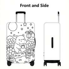 1PC Cartoon Hippo Print Luggage Cover With Manual Doodle Colors. Fits Luggage From 18-32 Inches; Dust And Elastic Travel Accessories To Effectively Protect Your Luggage,Travel Essential - View 9