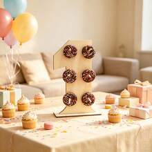 1pc - Wooden Number 0-10 Donut Display Stand, Home Donut Rack, Party Donut Display Stand, Birthday Party Donut Rack, Matching Age Numbers, Baby Shower Decoration, Home Decor, Room Decor, Wooden Food Tray - Digital Donut Board - View 5