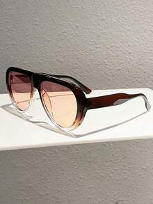 1 pieza Gafas de moda estilo piloto oversized para mujer 2026 nuevas, montura completa, gafas decorativas casuales para exteriores, accesorios de moda elegantes para viajar para damas - 3790 - Ver 14