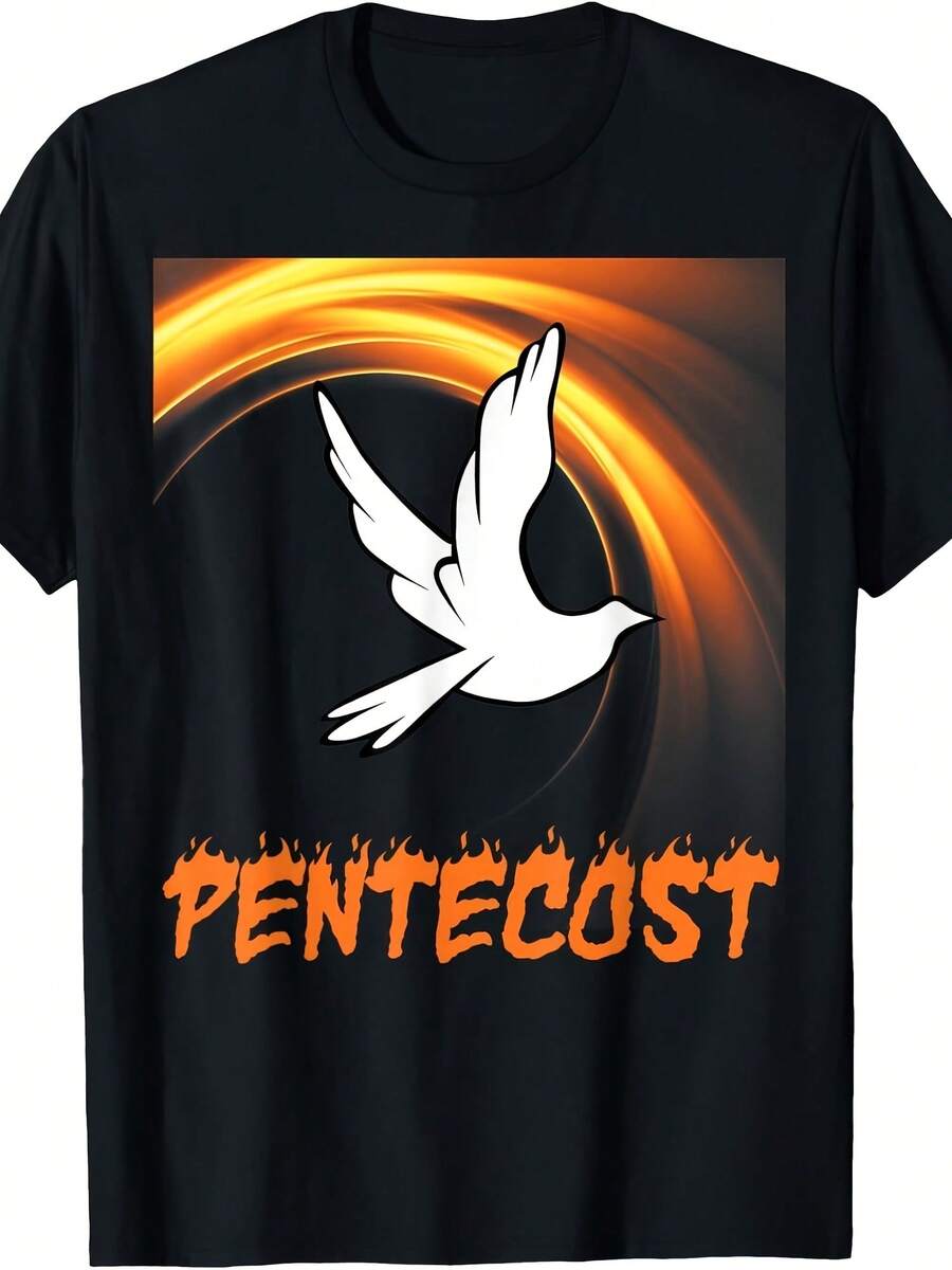 Pentst S Fire Flame Holy Spirit T-Shirt - 黑色 - 查看 1