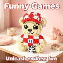 This 2280-Piece Building Block Soccer Bear Is Cute And Adorable, Making It A Perfect Gift And An Excellent Choice For Couples And Parents. The Assembly Difficulty Is High. It's A Perfect Gift For Christmas, Halloween, And The Back-To-School Season. - Multicolor - View 2