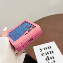 Cute Gradient Magnetic Case Compatible With Samsung Z Flip 8 For Magnetic Wireless Charging Cover For Galaxy Z Flip 7/6/5/4/3 - Pink - View 2