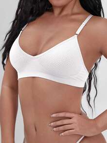 Conjunto de 6 piezas de sujetadores invisibles inalámbricos, ropa interior deportiva multicolor con cierre trasero, sujetadores sin costuras y cómodos para el ejercicio diario. - Camel - Ver 6