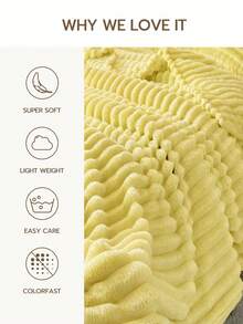 1pc Luxury Double-Sided Faux Rabbit Fur Blanket - Comfortable Striped Flannel, Soft & Warm, Suitable For Napping, Office, Camping, Sofa - Multi-Functional Polyester Bedspread, Christmas Gift - Light Yellow - View 3