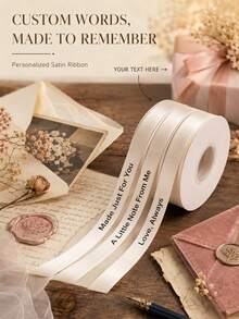 Cinta personalizable para envolver regalos (2.5cm); Disponible en blanco, negro o champán de alta calidad para un aspecto premium - Multicolor - Ver 2