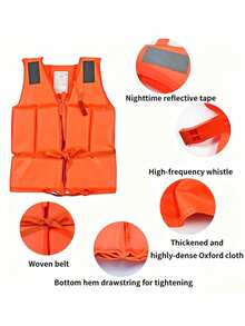 1pc Professional Thickened Split Life Jacket, High Buoyancy Adult Model, Suitable For Swimming, Fishing, Boating, Flood Protection, Portable Life Jacket For Teens, Beach Essential, Beach Accessory, Swim Ring - Multicolor - View 4