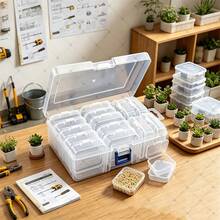 15pcs Beaded Storage Box Set, Includes 14 Small Boxes And 1 Large Box, Mini Transparent Rhombus Plastic Storage Box With Hinge Lid, Rectangular Design, Suitable For Bracelet Making, Jewelry Craft And Nail Art Beading (1 Set Includes 1 Large Box And 14 Small Boxes) - 14 Small Boxes and 1 Large Box - View 6
