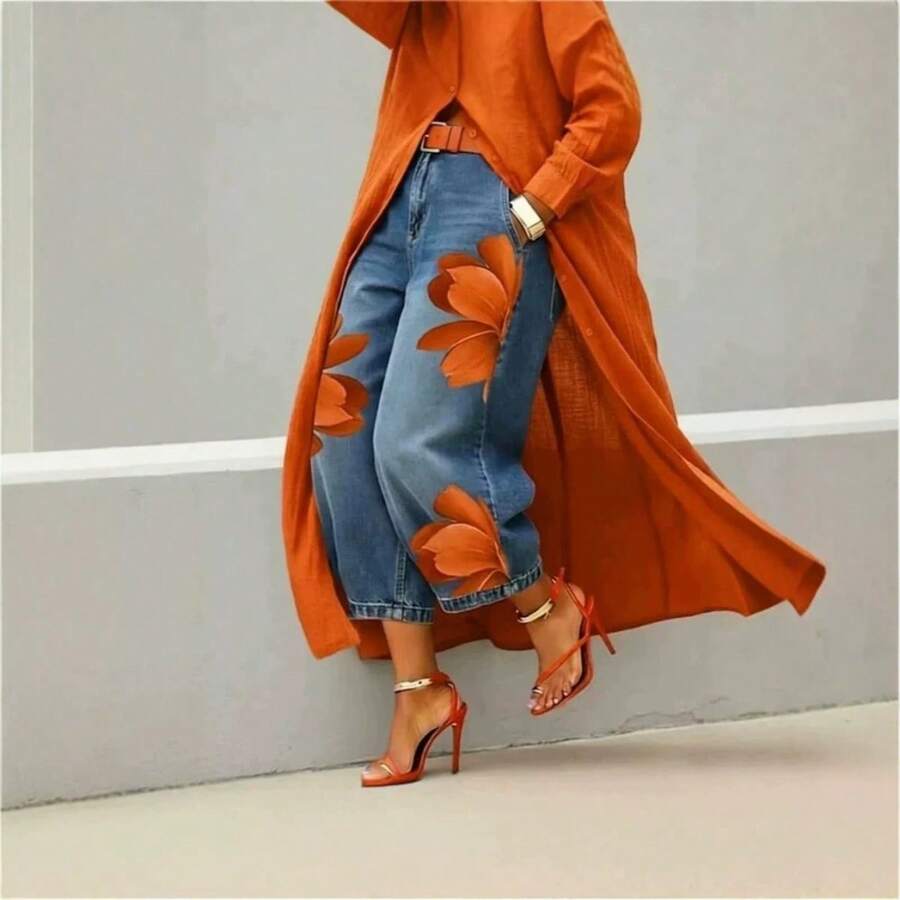 Women Jeans - 朱紅 - 查看 1