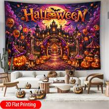 2D Flat Single Panel QD_VIVIOS Large Horizontal Wall Tapestry Decor - Wide Design, Suitable For Halloween Pumpkin Castle Moonlight Party Print - Multicolor - View 7