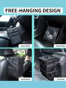 Car Trash Can With Storage Bag, Multi-Functional Hanging Car Trash Bag Holder, Suitable For Travel And Daily Commute, With Sealed Lid, Leak-Proof Design, Waterproof Fabric, Easy Installation, Car Accessories, Car Decor, Car Essentials - Multicolor - View 4
