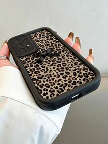 1 buah Casing Ponsel Motif Pita Leopard, Bingkai Kulit Hitam, Pelindung TPU Lembut Tahan Guncangan, Kompatibel dengan Ponsel GALAXY, HONOR, - Hitam - View 3