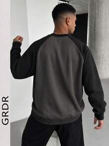 GRDR 1pc Men's Casual Long Sleeve Crew Neck Pullover Sweatshirt | Fashionable & | Show Your Style - Dark Grey - View 4