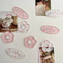 2/4/8pcs Pink Floral Refrigerator Stickers, Oval And Floral Shaped Refrigerator Magnets, Kitchen Photo Stickers, Decorative Accessories - Multicolor - View 3