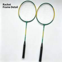 Gradient Green-Gold Badminton Racket 2 Packs, Light Frame Sports Racket For Outdoor Gathering, Picnic Activity & Recreational Badminton Games - Multicolor - View 7