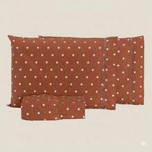 2-Piece Single Bed Sheet Set, Printed 200 Thread Count Percale Fabric, Full Elastic Hem, With Point Palito Pillowcase - Burnt Orange - View 1