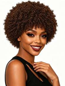 8 Inch Fluffy Spiral Curl Wig, Natural Styling, Voluminous And Shaped, Suitable For All Women's Daily Wear And Party Celebrations - Light Brown - View 3