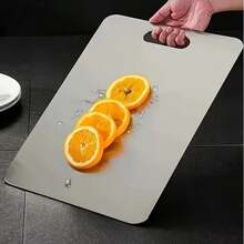 1 pieza Tabla de cortar de acero inoxidable de doble cara para uso doméstico - Plateado - Ver 6