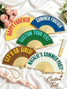 Abanico de mano personalizado con foto, abanico plegable de madera de bambú personalizado, adecuado para bodas, eventos de baile, fiestas, regalo decorativo - Multicolor - Ver 4