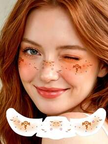 6 Sheets Halloween Freckles Face Tattoos, Bat Pumpkin Ghost Spider Web Tattoo Stickers, Waterproof Cute Makeup Accessories, For Festival Halloween Party Cosplay Costume - Multicolor - View 5