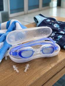1pc Boxed High Definition Anti-Fog Swimming Goggles, Unisex Waterproof Swim Goggles With Adjustable Soft Silicone Strap, Comfortable Fit Leak-Proof Design, Large Field Of View Clear Lens, Includes Earplugs And Portable Storage Case, Suitable For Swimming Training, Fitness, Pool, Beach And Water Sports - Swimming Goggles - View 7