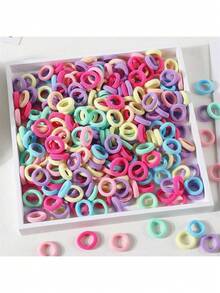 100/50PCS Colorful Small Hair Ties, Mini Polyester Seamless Hairbands Women's Hair Accessories - Multicolor - View 7