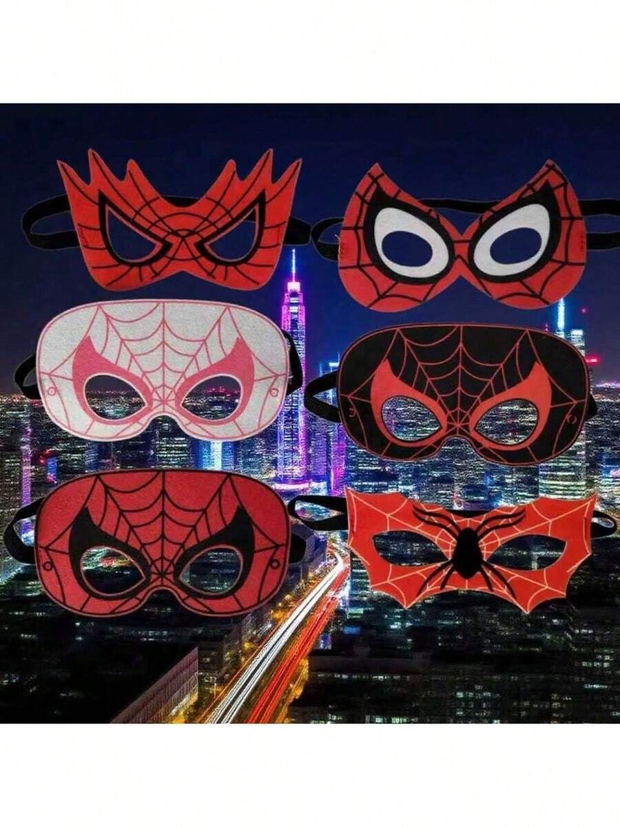 6pcs/Set Felt Mask Set, Series Male And Female Role Play Eye Masks, Superhero Theme Birthday Party Favors, Halloween Costume Accessories, Stage Performance Props - Multicolor - View 1