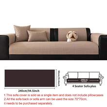 SANMOSPIN 1PC Linen Fabric Solid Color Minimalist Style Waterproof Sofa Cover, All-Season Versatile Comfortable Sofa Cushion, Suitable For 1-4 Seater Sofa In Bedroom, Living Room, Study, Office, Home Decor - Coffee Brown - View 11