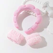1-Piece Solid Color Shower Headband And Wristband Set (Available In 3 Styles / 5 Styles / 1 Style), Ideal For School Essentials, Home Christmas Decorations, Party Decor, Christmas And Halloween - Multiple Styles - View 5