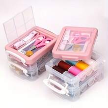 30pcs Sewing Tool Set, Large Capacity 3-Layer Portable Sewing Box With Transparent Storage Compartments, Needle And Thread Repair Tools, Suitable For Home DIY Crafts And Fabric Storage - One Size Fits All - View 4
