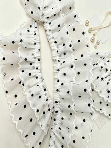 1 Yard White Polka Dot Double Layer Ruffle Lace DIY Clothing Sewing Decor Doll Clothes Accessories Headpiece - Double Layer - View 4