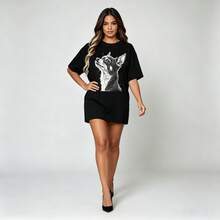 Camiseta Mujer Estampado Chihuahua, Ropa Casual Manga Corta para Amantes de Mascotas y Dueños de Chihuahua - Negro - Ver 4