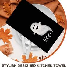 2/4/48pcs Halloween Series Little Ghost Boo Pattern Printed Kitchen Towels - Super Soft, Highly Absorbent Polyester Dishcloths And Hand Towels, Perfect For Holiday Decor, Kitchen Decor, Party Decor - Multicolor - View 8