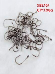 120pcs Ise Ni Fishing Hooks #3-#12 Bulk With Rings, Barbed, With Holes, Fishing Tackle Accessories - Black - View 13