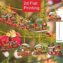 2D Flat 8pcs DIY Acrylic Diamond Art Painting Decor, Adult Diamond Painting Kit Christmas Theme Diamond Painting Hanging Decor Set, Suitable For Christmas Tree Decoration, Christmas Train Pattern Home Decor Craft Kit, Holiday Decoration Gift, Unique Design To Unleash Your Creativity And Imagination, A Perfect Piece Of Art Suitable For Decorating Doors, Windowsills And As A Christmas Gift! - View 4