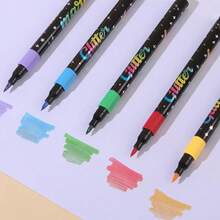 24/36/48/80/100/120 Colors Glitter Brush Marker Set, Flexible Tip, Quick-Drying Metallic Color Pens For Journaling, DIY, Art Supplies - Glitter Markers - View 5