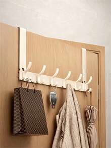 1pc Space-Saving Over-The-Door Hook, Multi-Hook Design, Suitable For Bathroom, Kitchen, Living Room And Bedroom, Wall-Mounted Coat Rack, No-Drill Installation, Multi-Purpose Hook, Multi-Functional Storage Tool - Multicolor - View 17