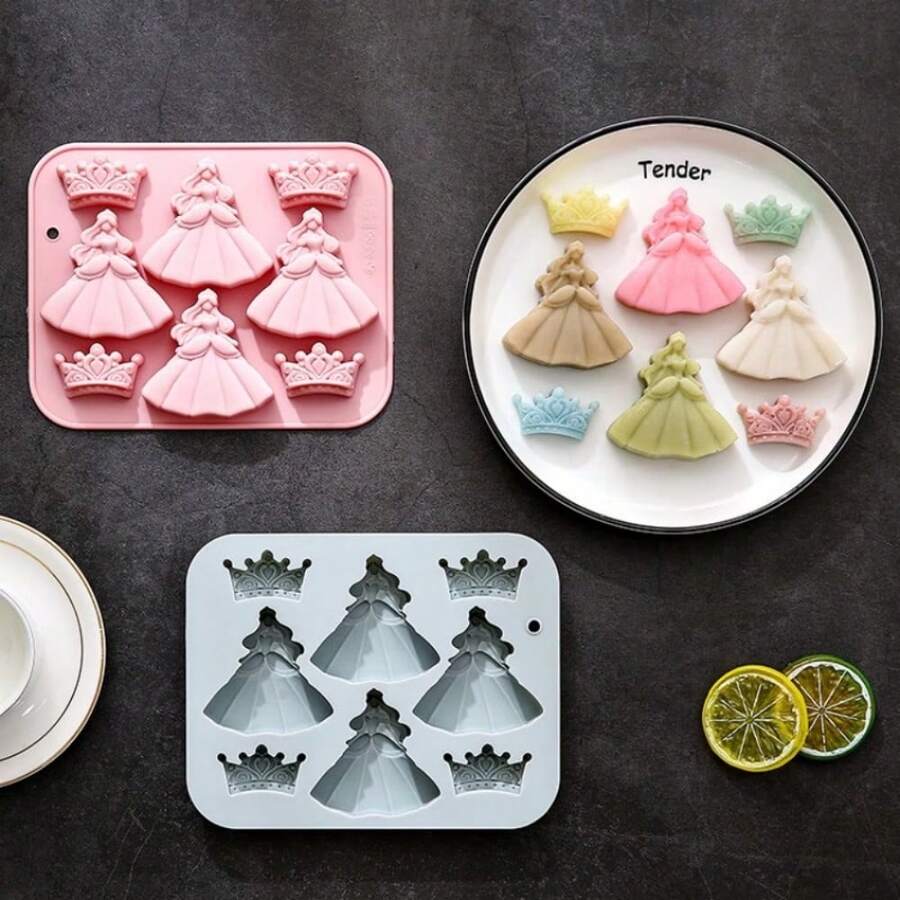 1pc High Quality Princess And Crown Mold, Reusable Silicone Mold, Suitable For Resin, Plaster, Cement - Easy To Clean, Suitable For Making Soap, Candles, Wax - Perfect For Christmas And Crafts, Clothing - Multicolor - View 1