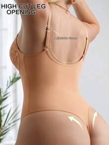 1pc Seamless Lace Deep V-Neck Shaping Bra, Effective Body Shaper Suitable For Weddings And Parties - Apricot - View 5
