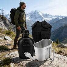 2/4pcs Portable Water Bottle Set, 1L Large Capacity Outdoor Sports Water Bottle, Suitable For Outdoor Camping, Hiking, Backpacking And Survival Use - Black - View 9