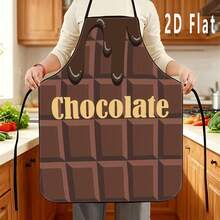 1pc 2D Flat Chocolate Design Printed Apron, Durable And Easy To Clean, Adjustable Waistband, Polyester Material, Unisex Cooking Apron, Perfect For Parties, Outdoor BBQ, And Gift For Friends - Multicolor - View 9