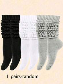 1/3/6 Pairs Women's Casual Knitted Socks, Elastic Mid-Calf Socks, Spring/Autumn Style, Pilates Socks, Yoga Socks - Multicolor - View 16