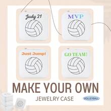 6 - Pack Volleyball Portable Jewelry Box Travel White Sport Jewelry Case Bulk Gifts Volleyball Athletes Sports Enthusiasts Events Milestones - Square Volleyball - View 6