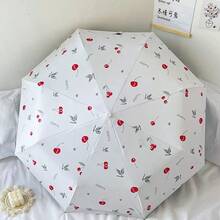 碎花黑色塗層防紫外線可折疊遮陽雨傘，便攜戶外使用 - 碎花手動 - 查看 8