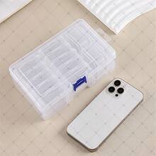 15pcs Beaded Storage Box Set, Includes 14 Small Boxes And 1 Large Box, Mini Transparent Rhombus Plastic Storage Box With Hinge Lid, Rectangular Design, Suitable For Bracelet Making, Jewelry Craft And Nail Art Beading (1 Set Includes 1 Large Box And 14 Small Boxes) - 14 Small Boxes and 1 Large Box - View 2
