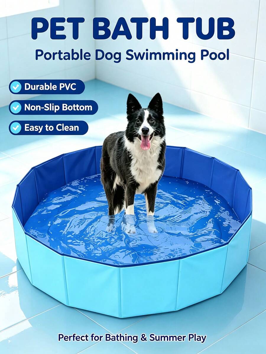 Bak Mandi Hewan Peliharaan PVC Lipat, Cocok untuk Kucing dan Anjing Besar, Kolam Mandi Hewan Peliharaan Portabel, Bak Mandi Hewan Peliharaan Khusus yang Dipertebal - View 1