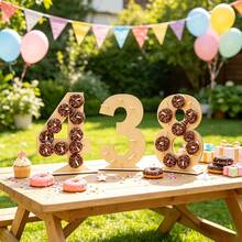 1pc - Wooden Number 0-10 Donut Display Stand, Home Donut Rack, Party Donut Display Stand, Birthday Party Donut Rack, Matching Age Numbers, Baby Shower Decoration, Home Decor, Room Decor, Wooden Food Tray - Digital Donut Board - View 4