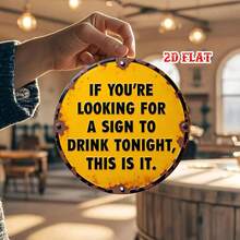 1pc Modern Quote 7.87x7.87 Inch Round Sign, Bold Text Round Aluminum Plate, Funny Slogan Metal Tin Sign - Bold Design Rustic Metal Wall Art, Metal Decor, Wall Decor Sign, Suitable For Home, Garage, Restaurant, Cafe, 2D Flat Halloween Christmas Decoration, Random Hole Position - A - View 9