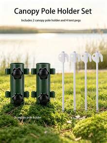 1 Set Multi-Function Tent Pole Base Fixator, Adjustable Locking Tent Pole Anchor, High-Hardness Metal Tent Pegs, Outdoor Camping Tent Fixing Tool - Multicolor - View 3